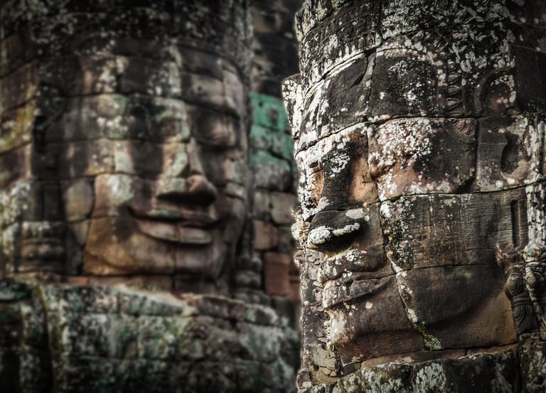 Bayon faces in Angkor. Cambodia